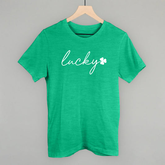 Lucky (Green Script) Funny Sweatshirt in Heather Kelly – Ivy + Cloth