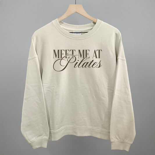 Meet Me At Pilates Funny Oversized Boxy Crewneck Sweatshirt in Bone – Ivy + Cloth