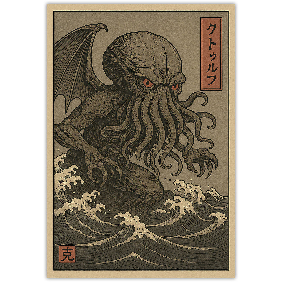 Cthulhu Traditional Ukiyo-E Style Sticker