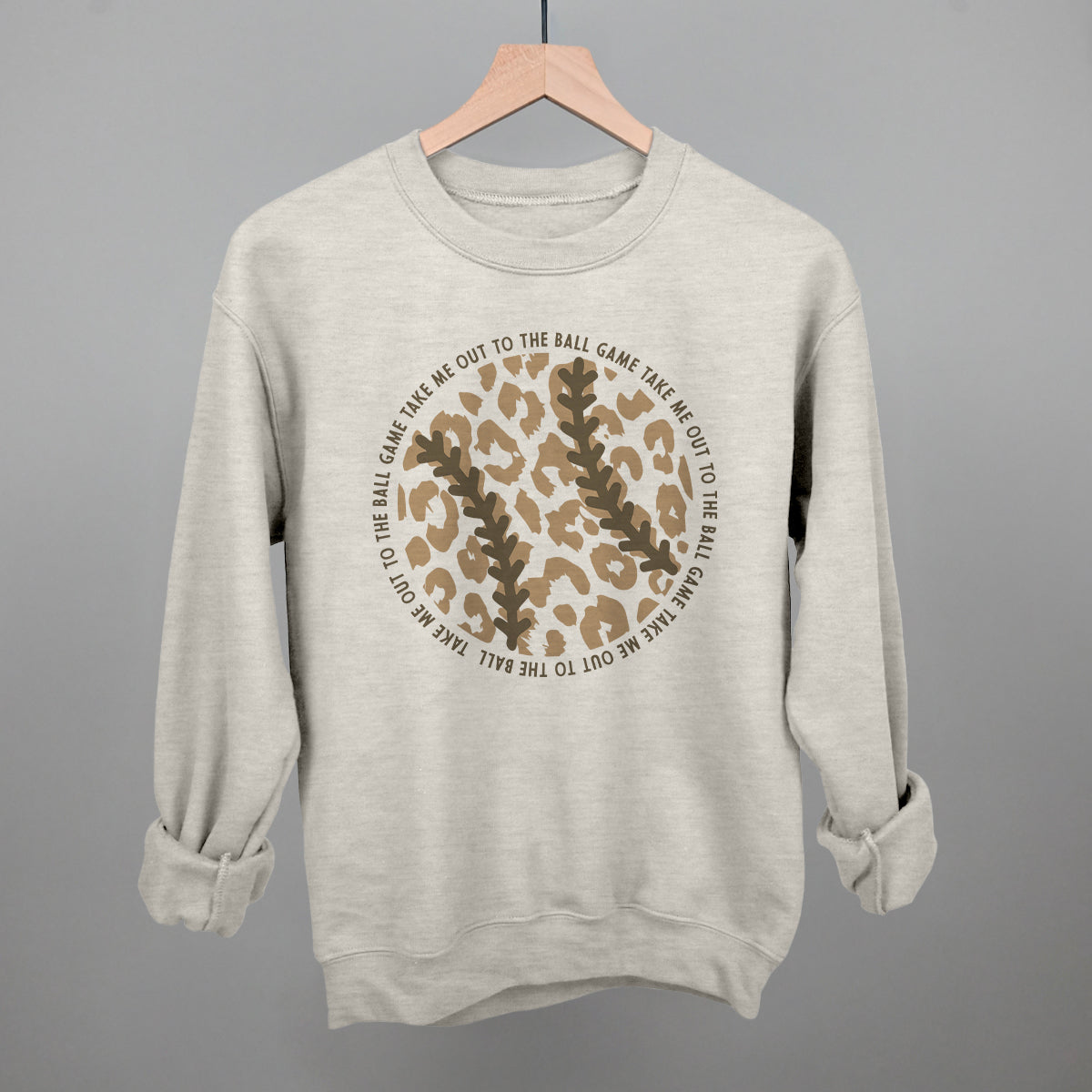 Take Me Out To The Ball Game (Leopard Baseball) Funny Sweatshirt in Oatmeal – Ivy + Cloth
