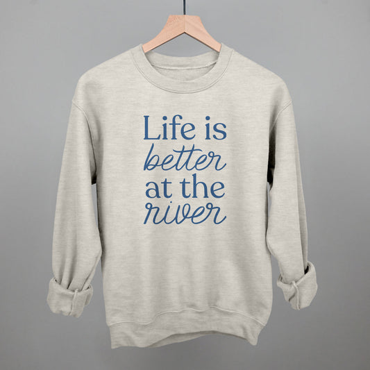 Life Is Better At The River graphic crewneck sweatshirt in Oatmeal