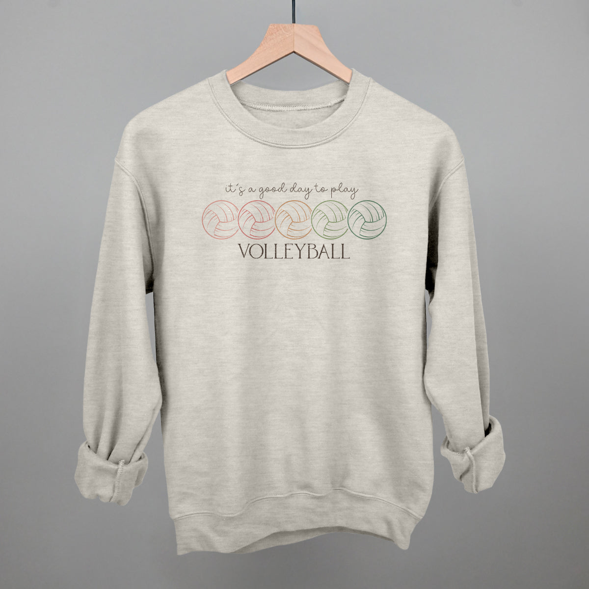 It's A Good Day To Play Volleyball Doodle Funny Sweatshirt in Oatmeal – Ivy + Cloth