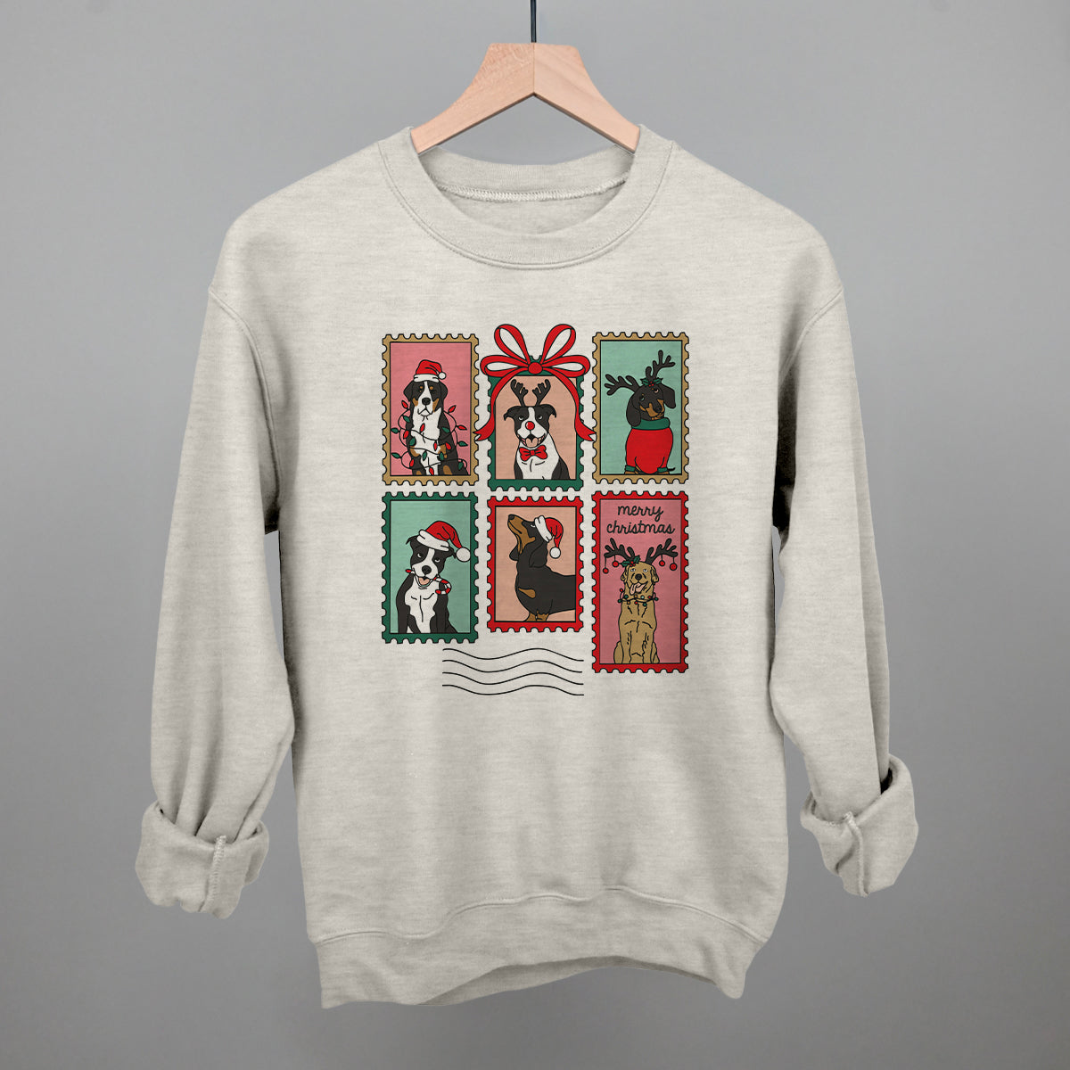 Dog Christmas Stamps Doodle Funny Sweatshirt in Oatmeal – Ivy + Cloth