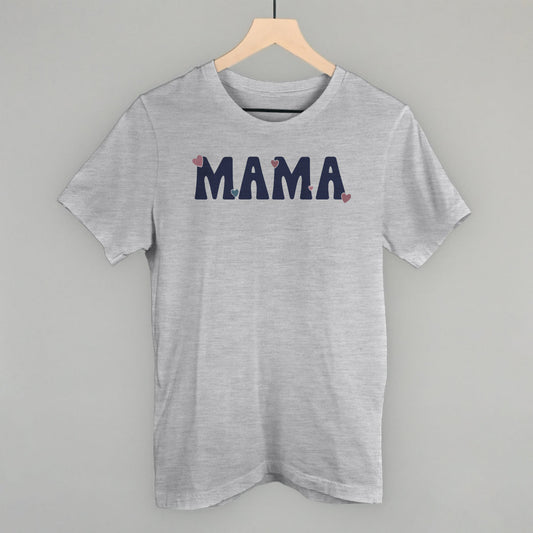 Mama Tiny Hearts graphic tee in Athletic Heather