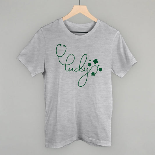 Lucky Script (Stethoscope) Funny T-Shirt in Athletic Heather – Ivy + Cloth
