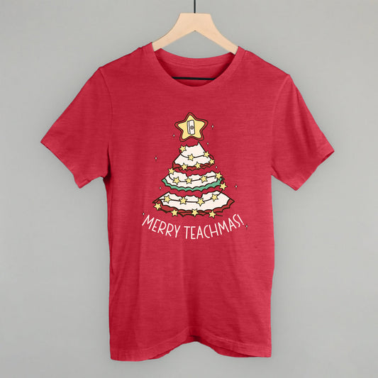 Merry Teachmas Tree Doodle Funny T-Shirt in Heather Red – Ivy + Cloth