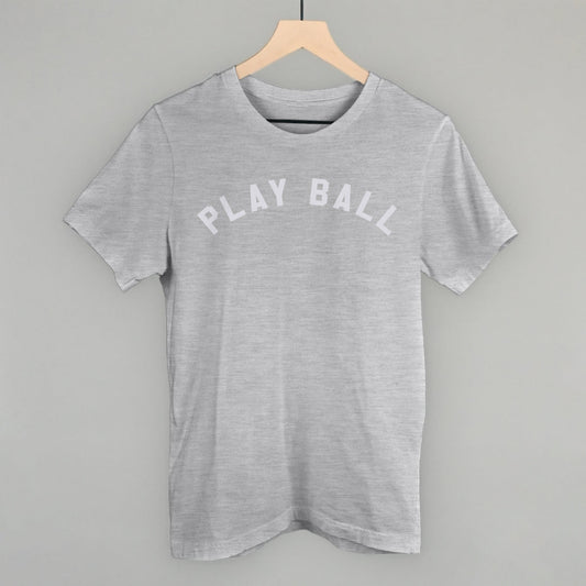 Play Ball Arc (White) Funny T-Shirt in Athletic Heather – Ivy + Cloth