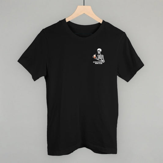 Overstimulated Moms Club Skeleton Coffee graphic tee in Black