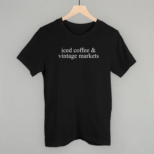 Iced Coffee and Vintage Markets graphic tee in Black