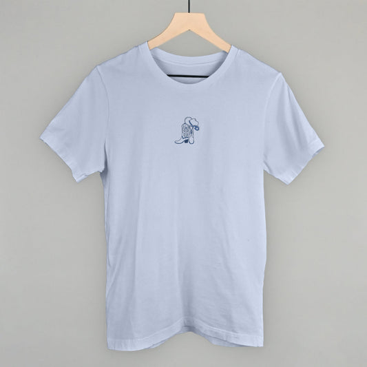 Cowboy Boots + Star Hat Western graphic tee in Light Blue