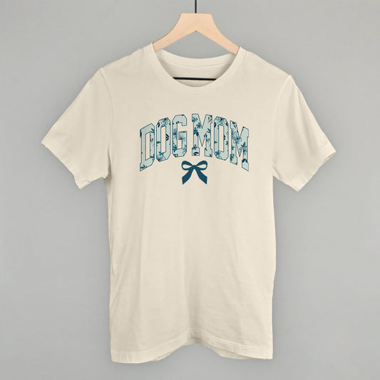 Dog Mom Floral Bow graphic tee in Natural