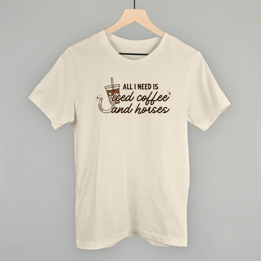 All I Need Is Iced Coffee and Horses graphic tee in Natural