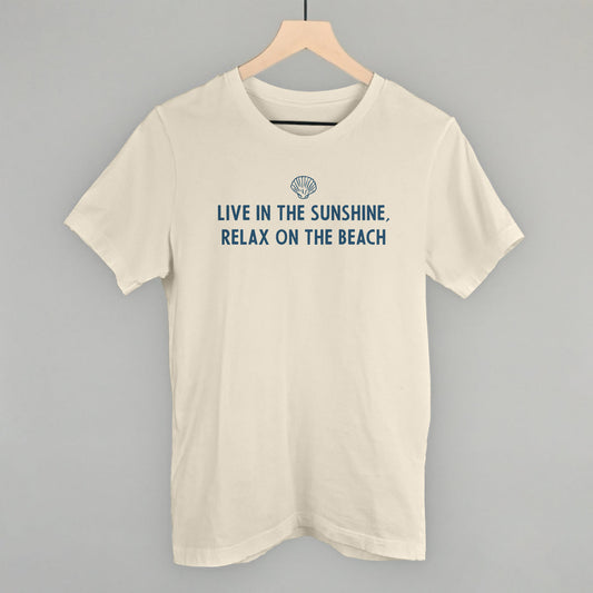 Live In The Sunshine, Relax On The Beach graphic tee in Natural