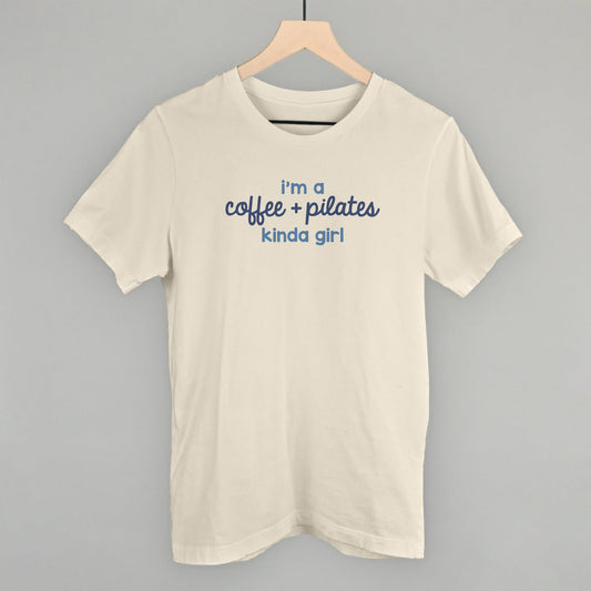 I'm A Coffee + Pilates Kinda Girl graphic tee in Natural