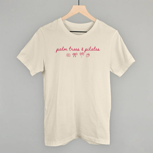 Palm Trees & Pilates (Pink) Funny T-Shirt in Natural – Ivy + Cloth