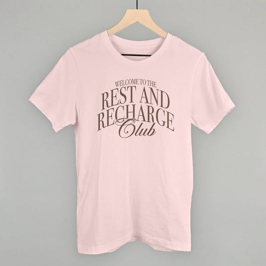Rest and Recharge Club graphic tee in Soft Pink