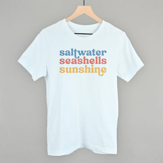 Saltwater, Seashells, Sunshine Beach graphic tee in White