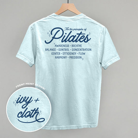The 10 Principles Of Pilates (Back Print) Funny Comfort Colors T-Shirt in Chambray – Ivy + Cloth