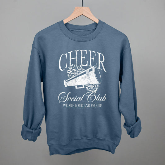 Cheer Social Club (White) Funny Sweatshirt in Indigo Blue – Ivy + Cloth