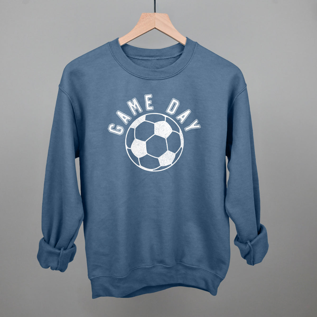 Game Day Soccer Ball Funny Sweatshirt in Indigo Blue – Ivy + Cloth