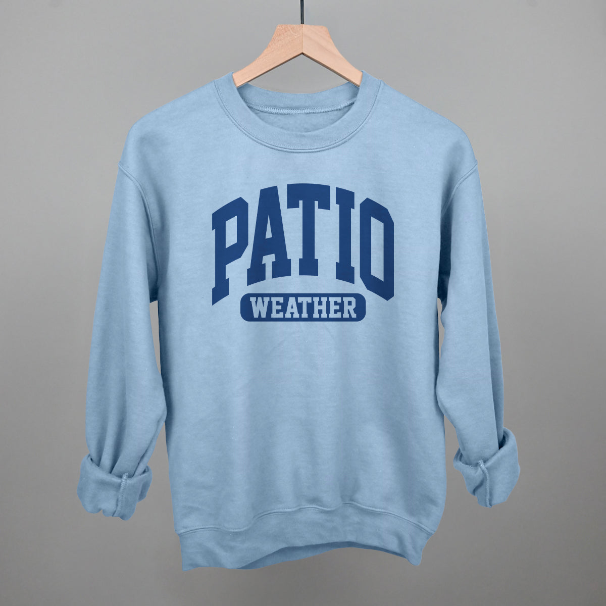 Patio Weather graphic crewneck sweatshirt in Light Blue