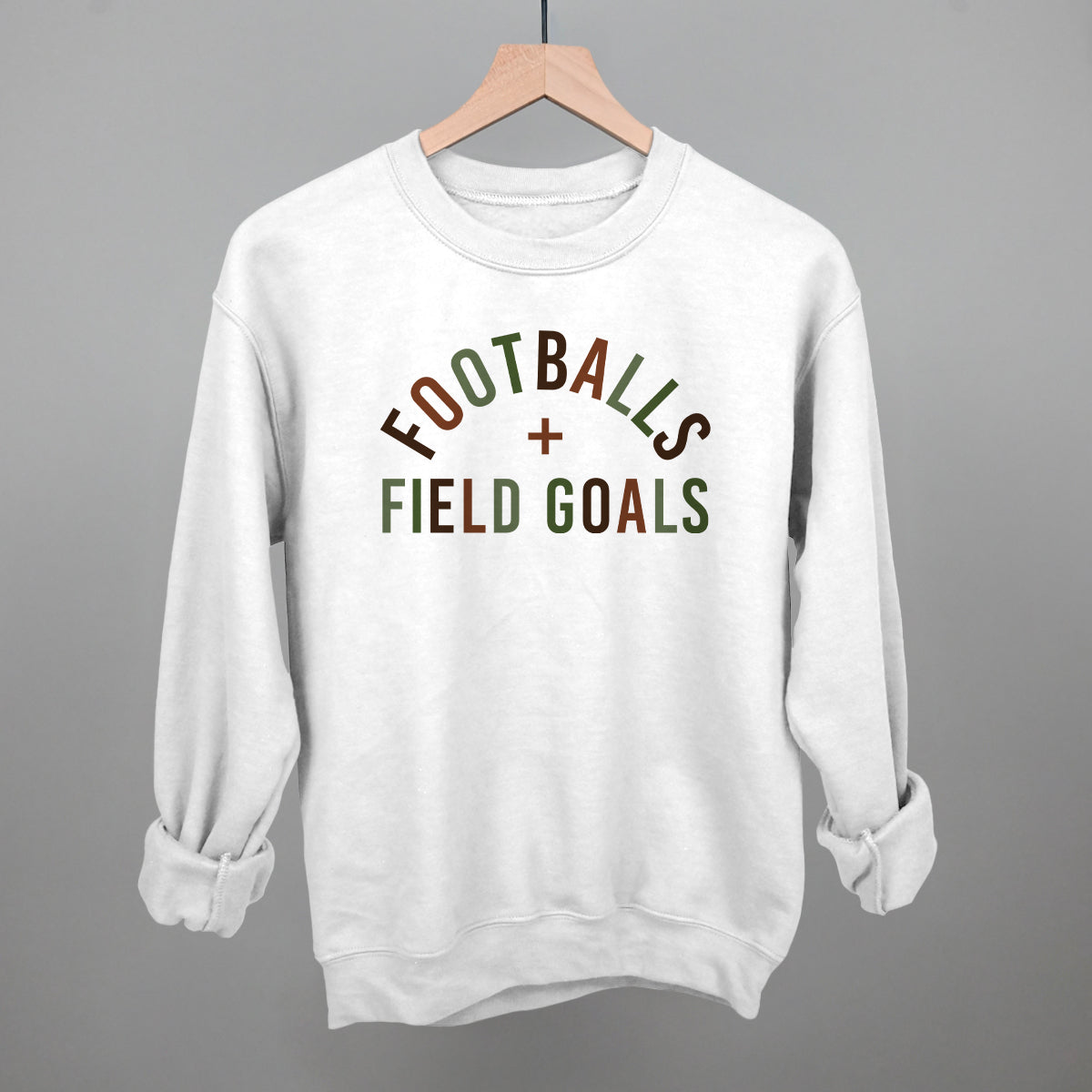 Footballs and Field Goals graphic crewneck sweatshirt in White