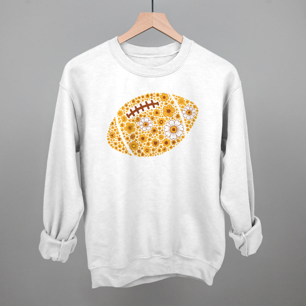 Floral Football Yellow Funny Sweatshirt in White – Ivy + Cloth