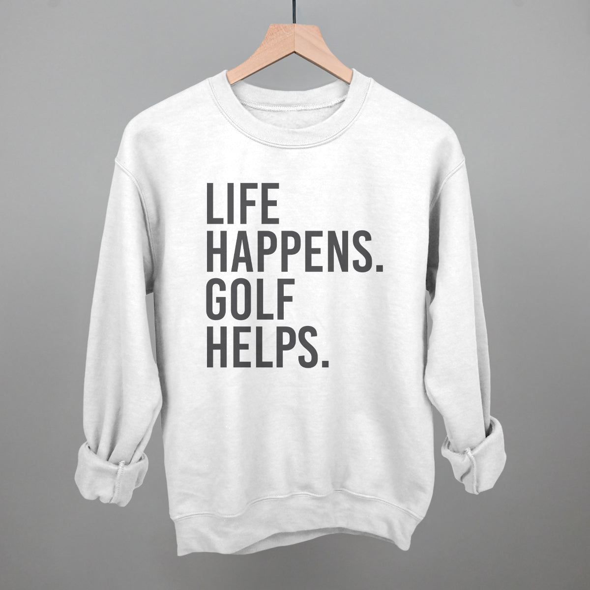 Life Happens Golf Helps graphic crewneck sweatshirt in White
