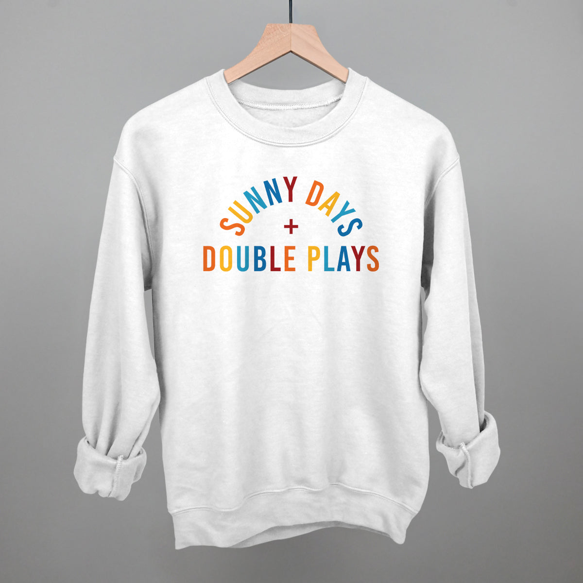 Sunny Days and Double Plays Baseball graphic crewneck sweatshirt in White