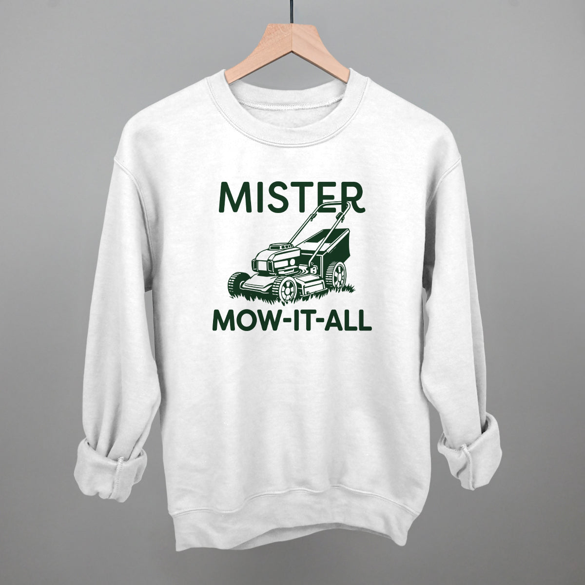 Mister Mow It All graphic crewneck sweatshirt in White