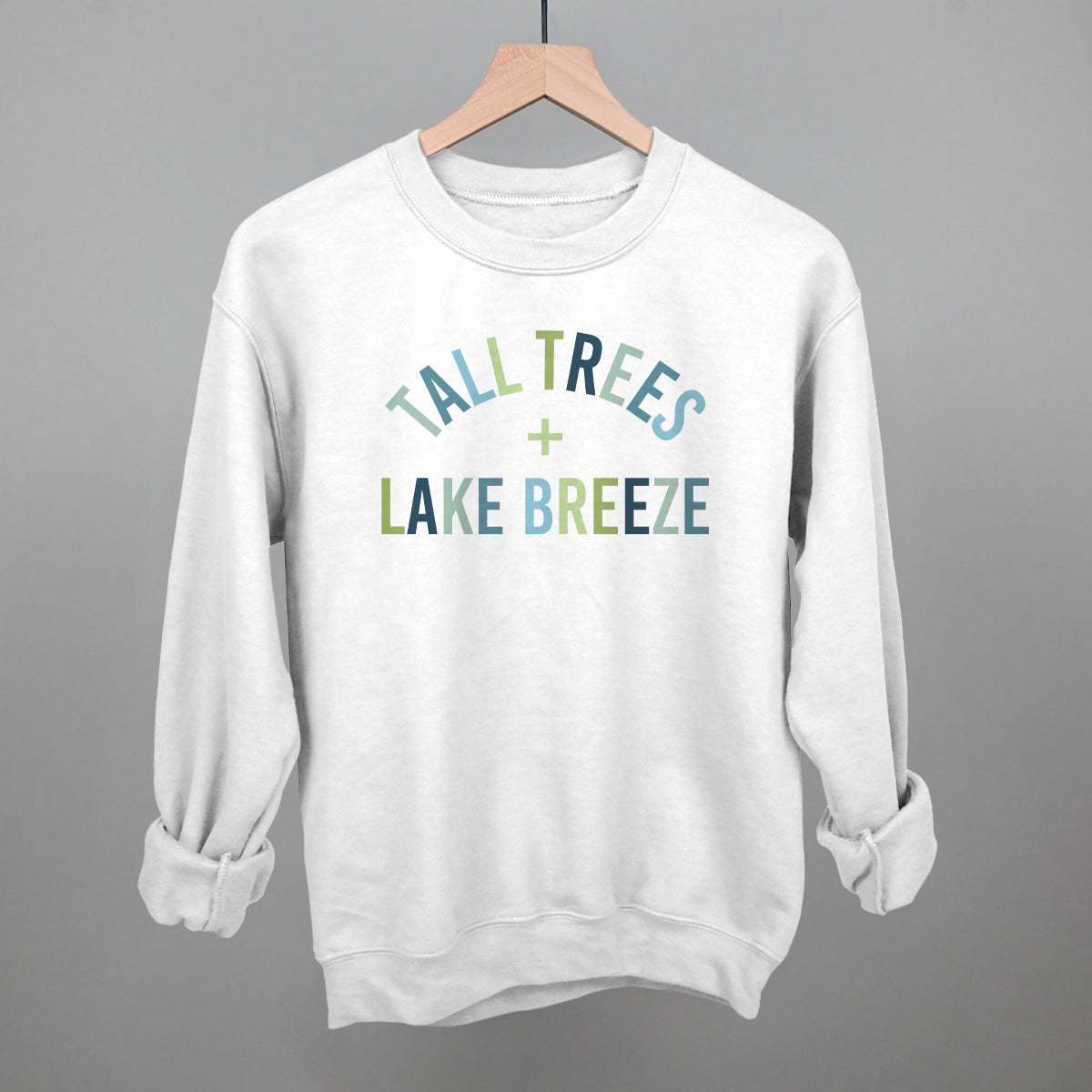 Tall Trees + Lake Breeze graphic crewneck sweatshirt in White