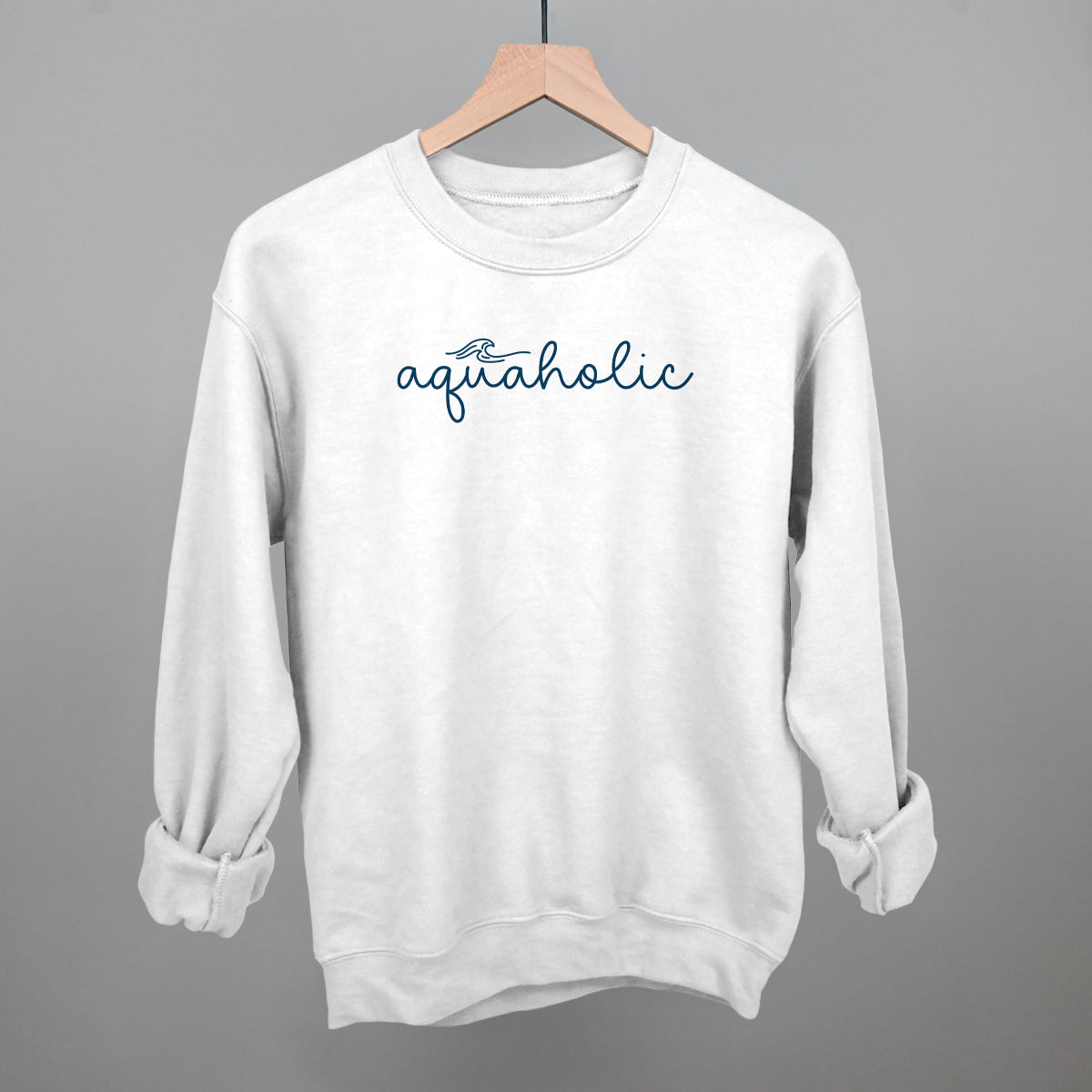 Aquaholic Beach graphic crewneck sweatshirt in White