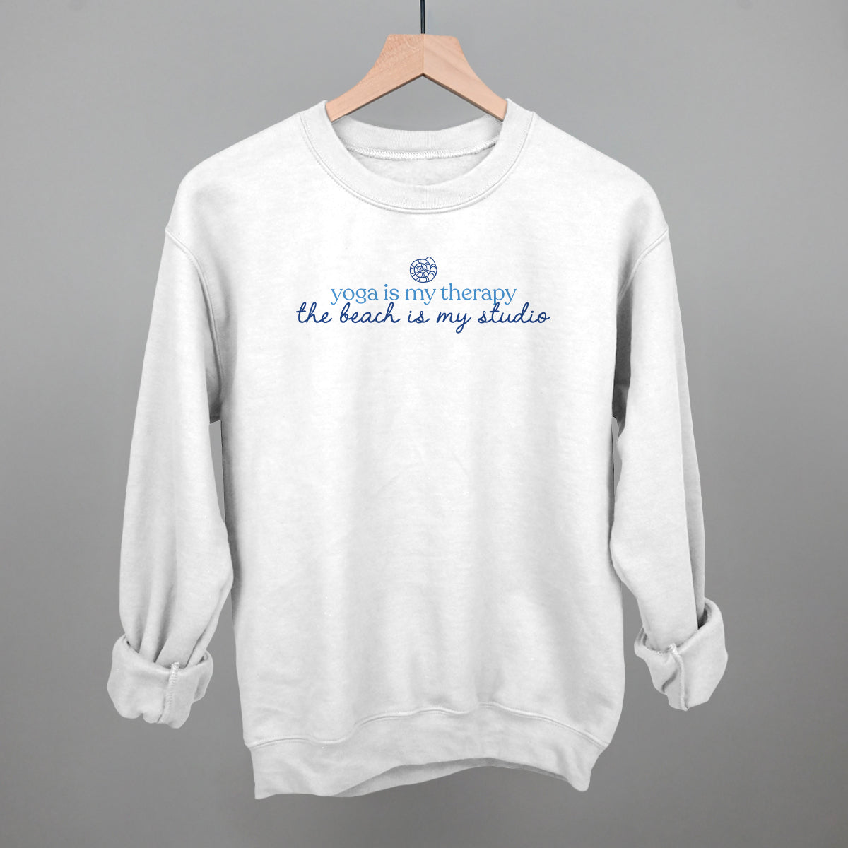 The Beach Is My Yoga Studio graphic crewneck sweatshirt in White
