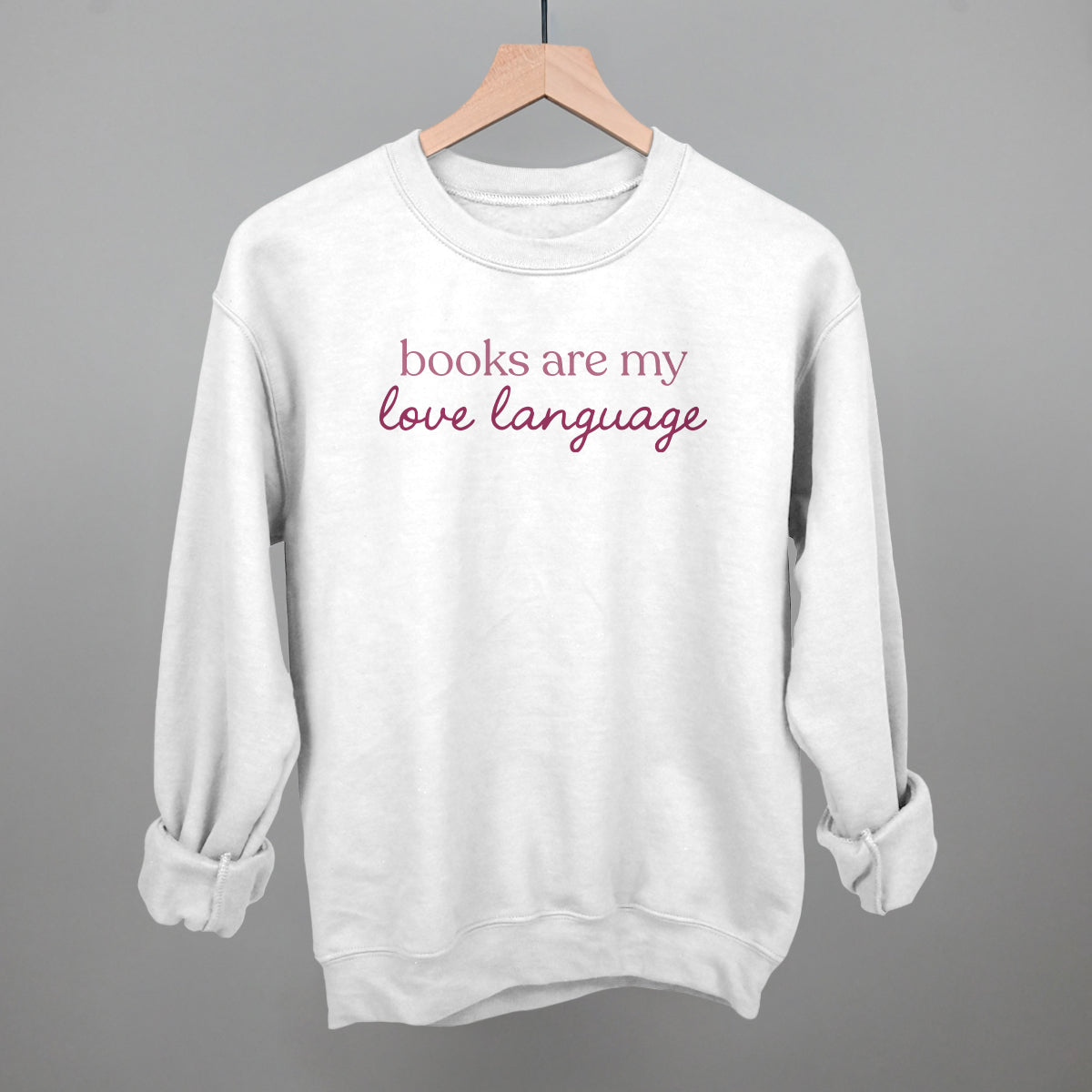 Books Are My Love Language graphic crewneck sweatshirt in White