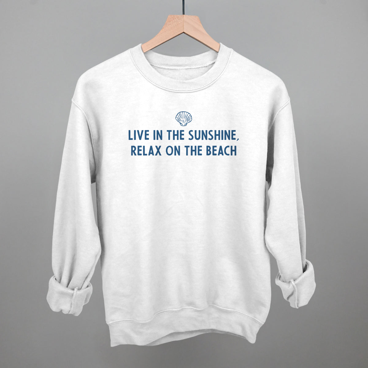 Live In The Sunshine, Relax On The Beach graphic crewneck sweatshirt in White