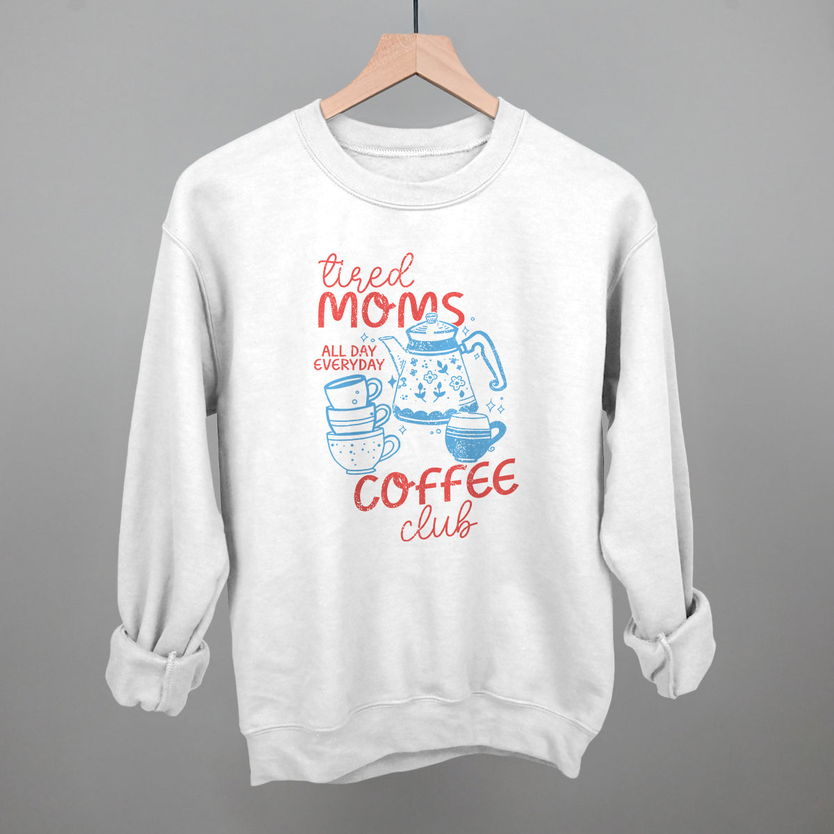Tired Moms Coffee Club Doodle Funny Sweatshirt in White – Ivy + Cloth
