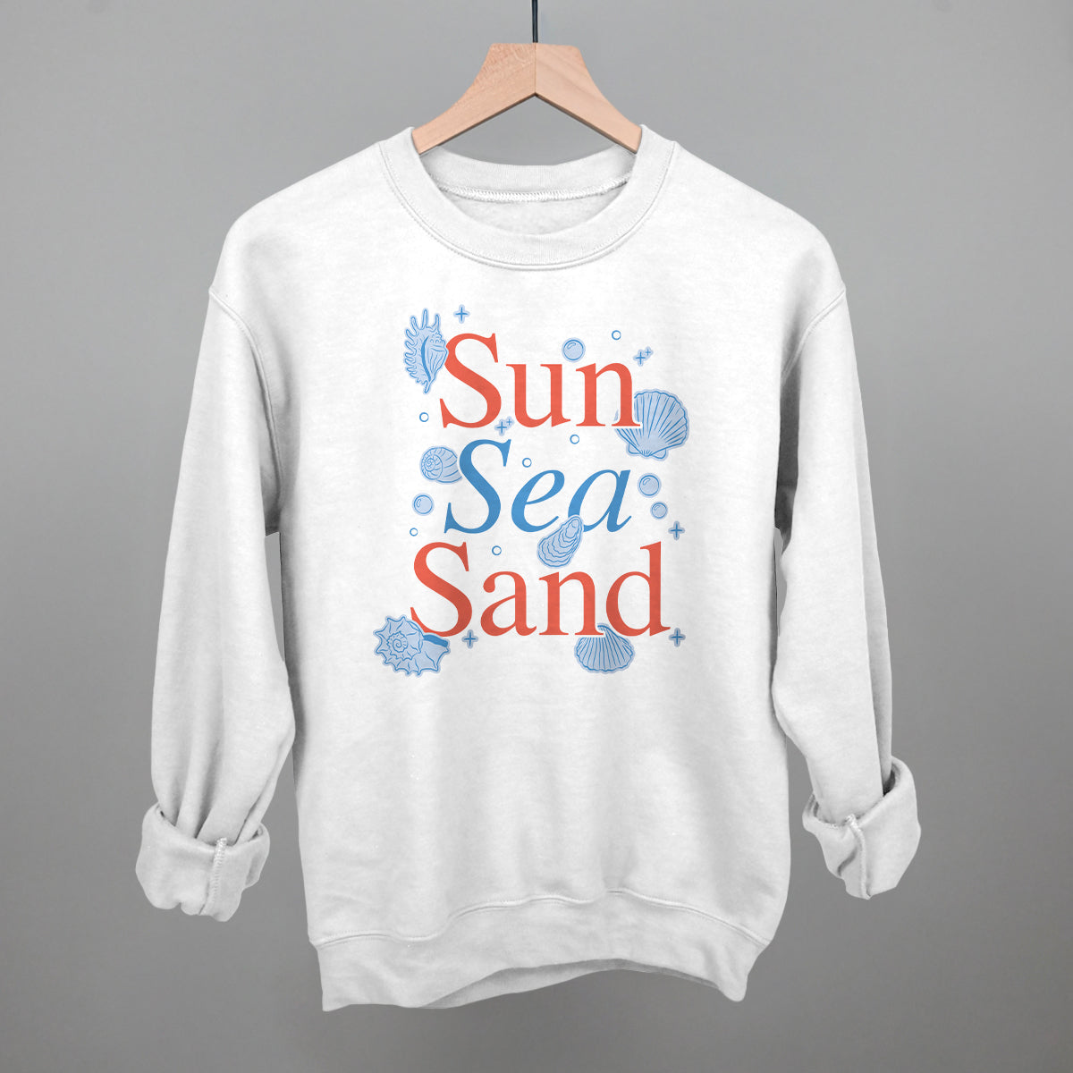 Sun Sea Sand Beach graphic crewneck sweatshirt in White