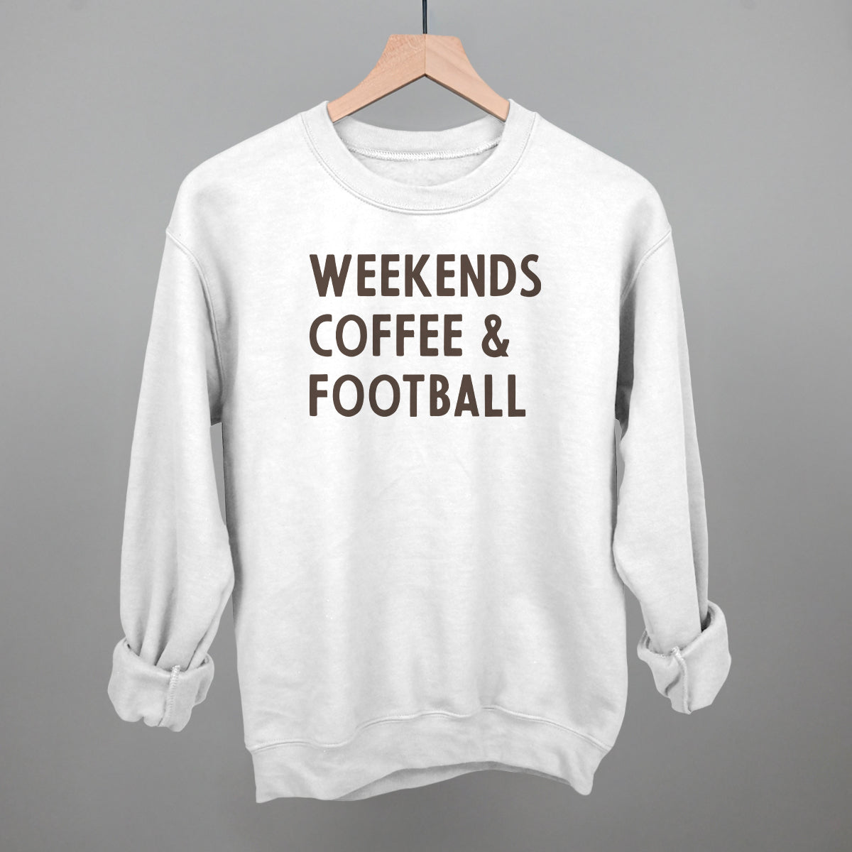 Weekends, Coffee and Football graphic crewneck sweatshirt in White