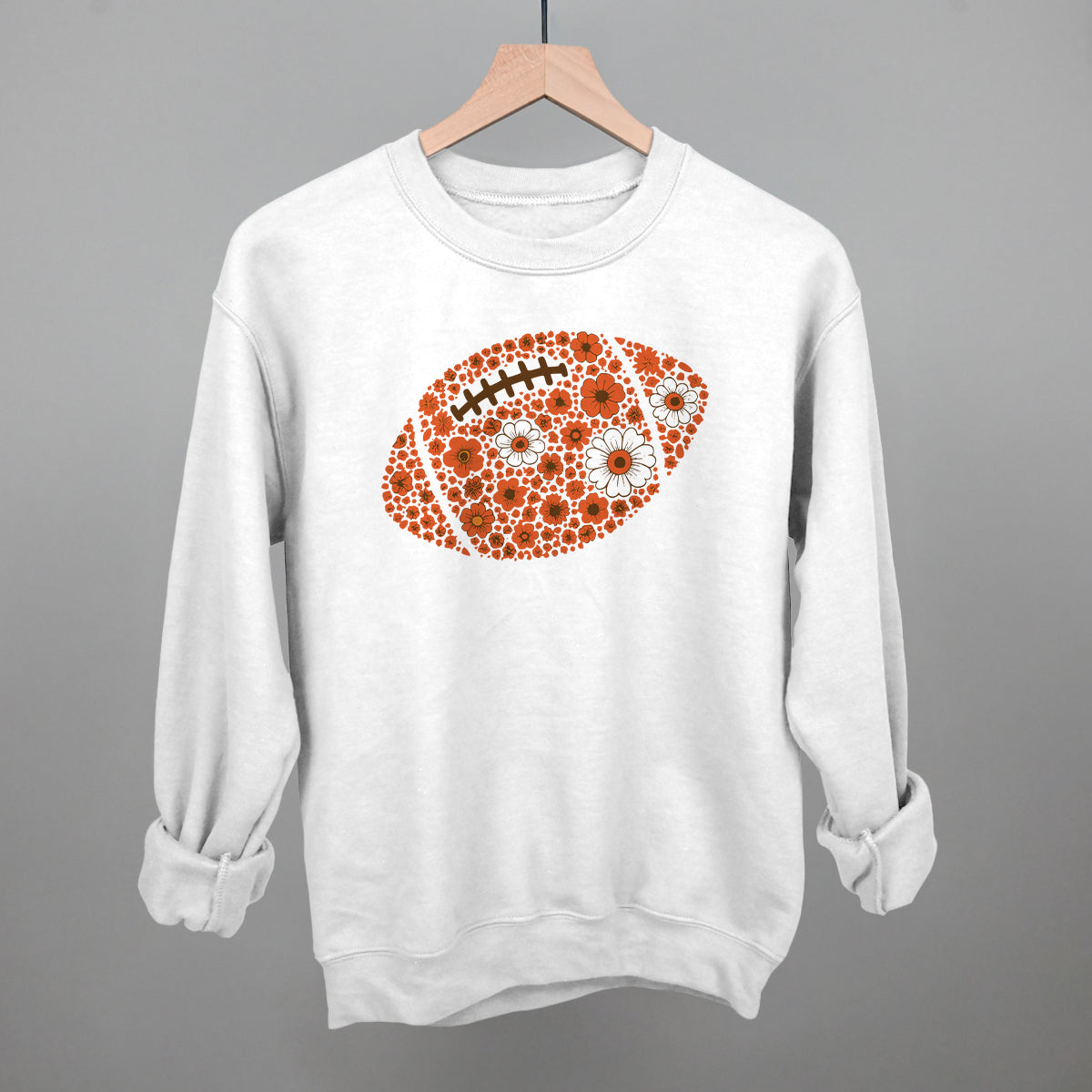 Floral Football Orange Funny Sweatshirt in White – Ivy + Cloth