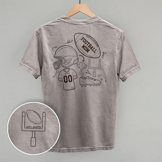 Football Mom Doodle (Back Print) Funny Shirt & Sweatshirt in Grey – Ivy + Cloth