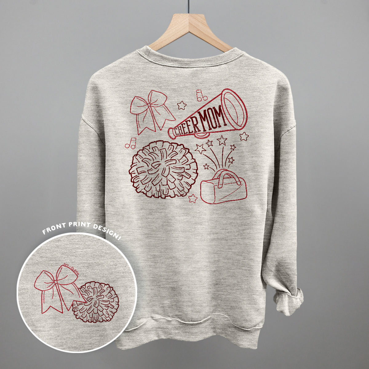 Cheer Mom Doodle (Back Print) Funny Sweatshirt in Oatmeal – Ivy + Cloth