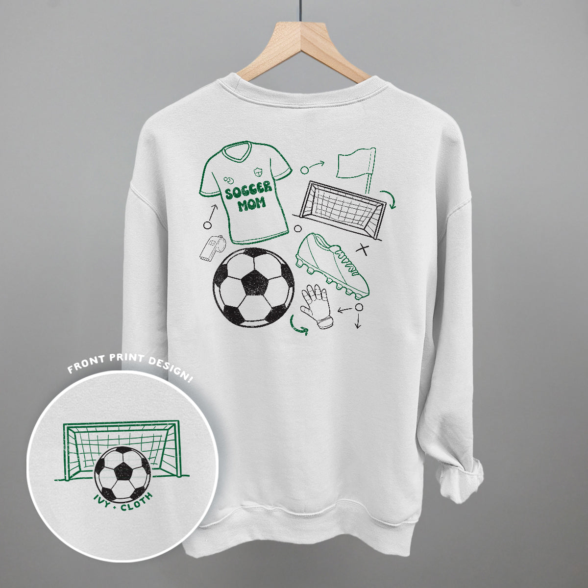 Soccer Mom Doodle (Back Print) Funny Shirt & Sweatshirt in White – Ivy + Cloth