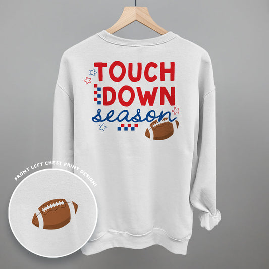 Touchdown Season Red And Blue (Back Print) Funny Sweatshirt in White – Ivy + Cloth