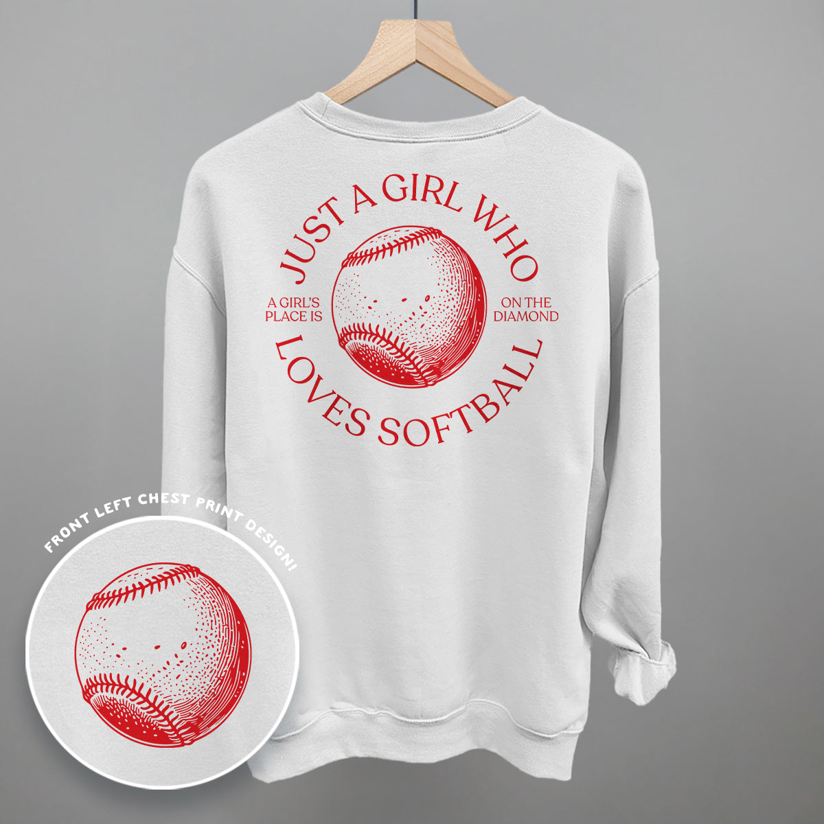 Just A Girl Who Loves Softball (Back Print) Funny Shirt & Sweatshirt in White – Ivy + Cloth