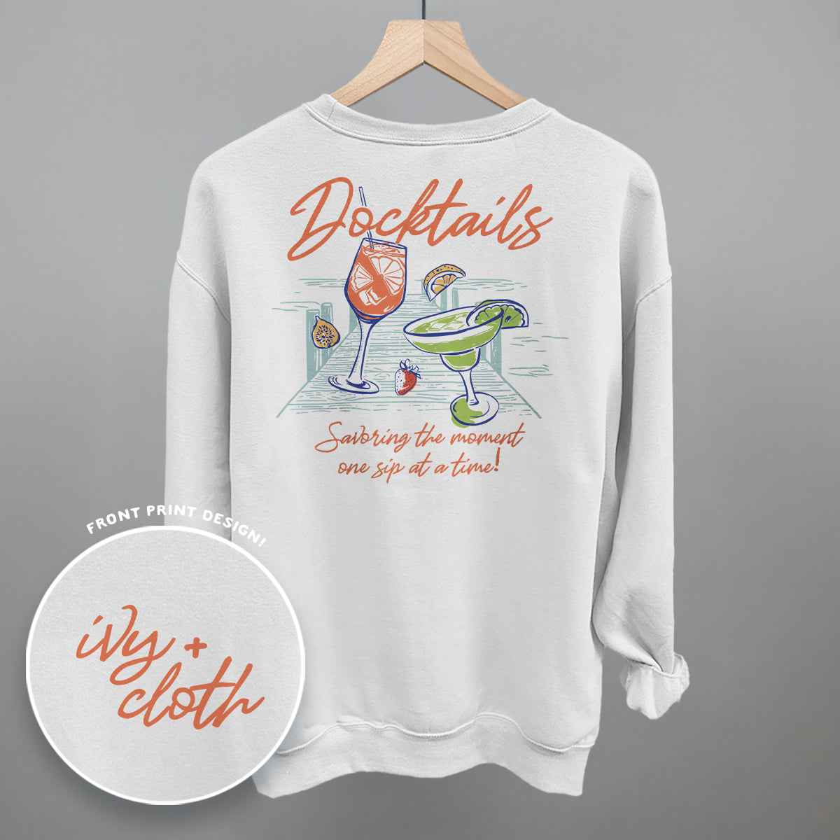 Docktails (Back Print) Funny Shirt & Sweatshirt in White – Ivy + Cloth