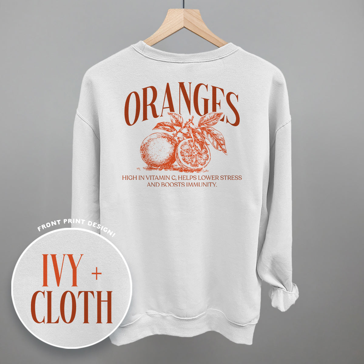 Orange Wellness (Back Print) Funny Shirt & Sweatshirt in White – Ivy + Cloth