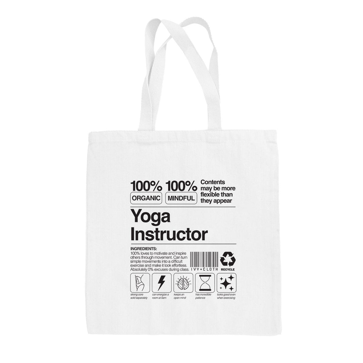 Yoga Instructor Funny Tote Bag in White – Ivy + Cloth