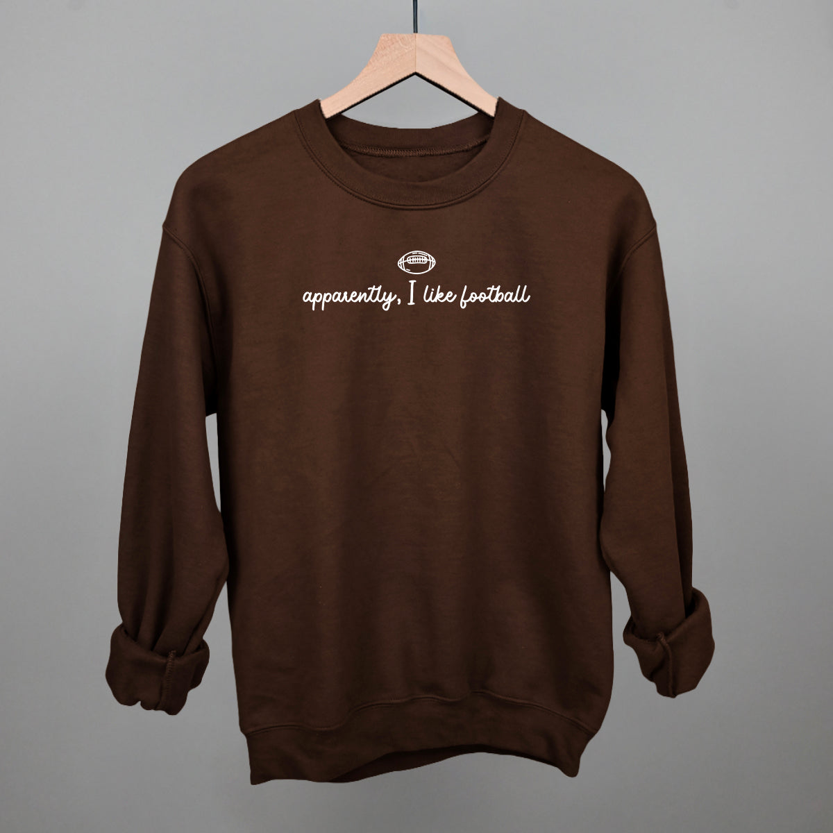 Apparently I Like Football graphic crewneck sweatshirt in Chocolate