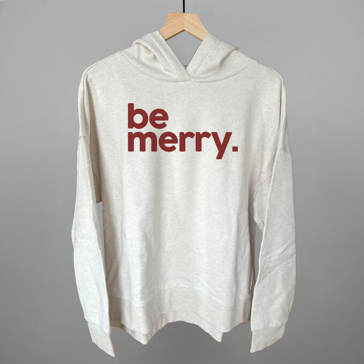 Be Merry Funny Terry Hoodie in Heather Almond – Ivy + Cloth