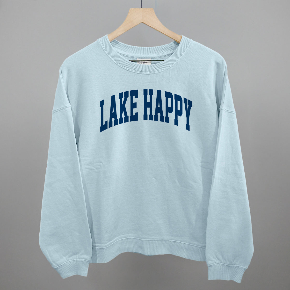 Lake Happy graphic oversized boxy crew in Nantucket Breeze
